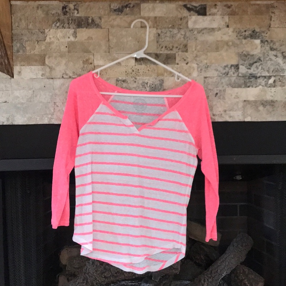 Pink and white striped tee shirt